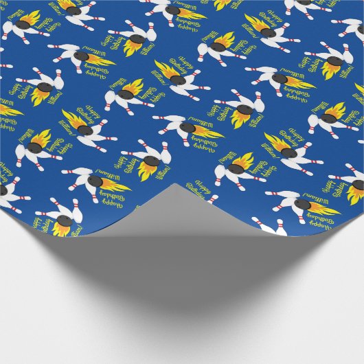 ボーリング子供の誕生日パーティーかわいいスポーツ ラッピングペーパー (角)