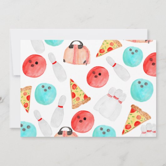 ボーリング子供の誕生日パーティーの写真招待状 招待状 (裏面)