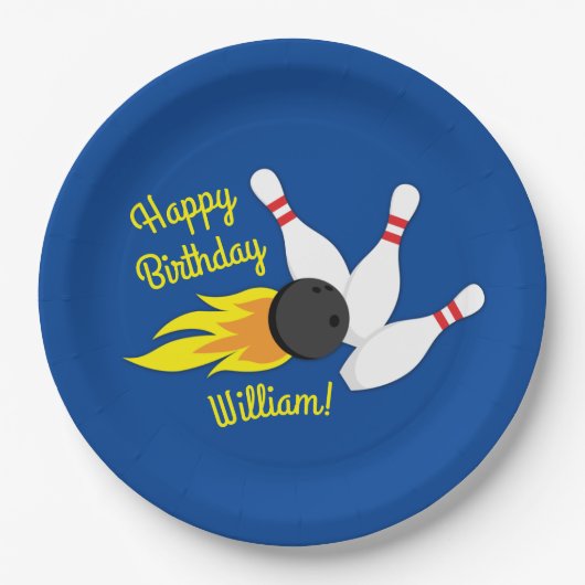 ボーリング子供の誕生日パーティーキュートスポーツ紙プラット ペーパープレート (正面)
