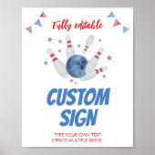 ボーリング子供の誕生日パーティー表記号 ポスター (正面)