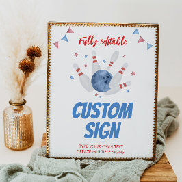 ボーリング子供の誕生日パーティー表記号 ポスター