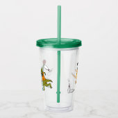 ボーリング恐竜マンガパーソナライズされたボウリングをする人、 クリケットの投手 アクリルタンブラー (右)