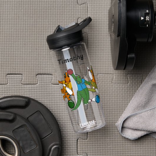 ボーリング恐竜マンガパーソナライズされたボウリングをする人、 クリケットの投手 ウォーターボトル (ジム)