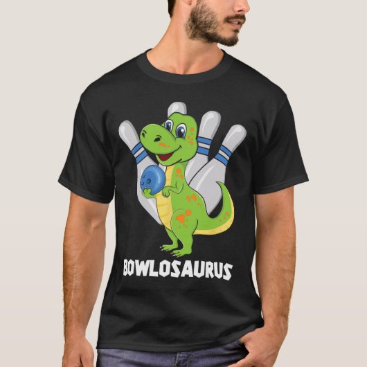 ボーリング恐竜Tレックスボウロザウルス選手パーティーKi Tシャツ (正面)