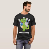 ボーリング恐竜Tレックスボウロザウルス選手パーティーKi Tシャツ (正面フル)