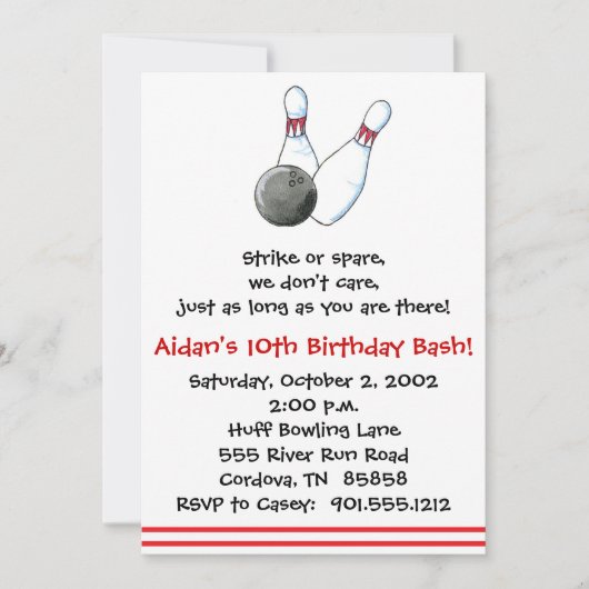 ボーリング招待状 招待状 (正面)