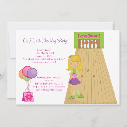 ボーリング招待状 招待状 (正面)