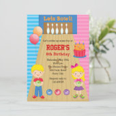 ボーリング招待状(Boy Girl Twins Blonde) 招待状 (スタンド正面)