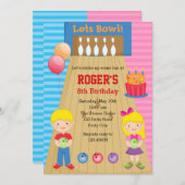 ボーリング招待状(Boy Girl Twins Blonde) 招待状 (正面/裏面)