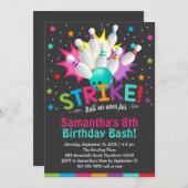 ボーリング招待、ボーリング誕生日招待状 招待状 (正面/裏面)