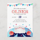 ボーリング男の子の誕生日パーティーいくつかのおもしろい ポストカード (正面)