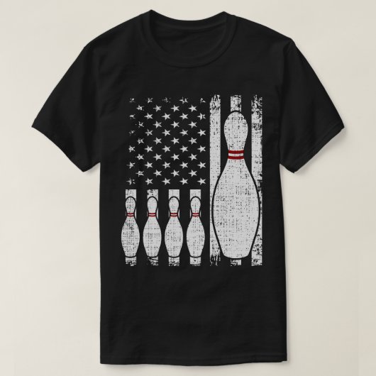 ボーリング米国国旗のボーリング選手 Tシャツ (デザイン正面)