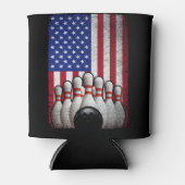 ボーリング米州旗7月4日ボウリングをする人、 クリケットの投手 缶クーラー (正面)