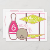 ボーリング誕生会の招待 招待状 (正面/裏面)