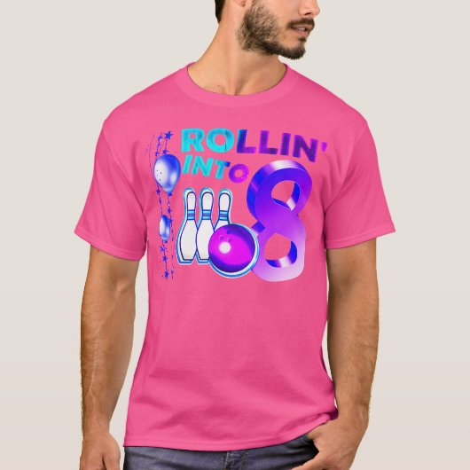 ボーリング誕生会8回目8歳へ幕を開ける Tシャツ (正面)