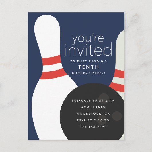 ボーリング誕生会 インビテーションポストカード (正面)