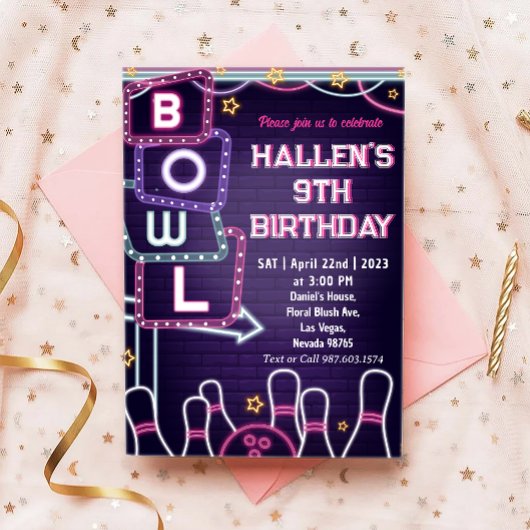 ボーリング誕生会 招待状