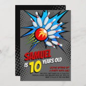 ボーリング誕生会 招待状 (正面/裏面)