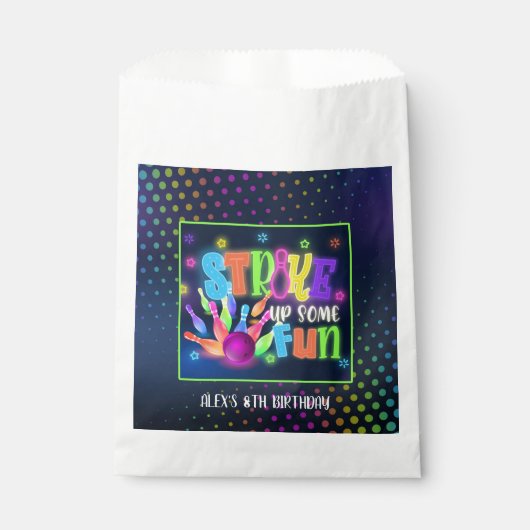 ボーリング誕生日の好意バッグ – いくつかのおもしろいを取り上げる フェイバーバッグ (正面)