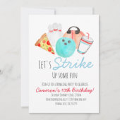 ボーリング誕生日パーティーの子供の招待 招待状 (正面)