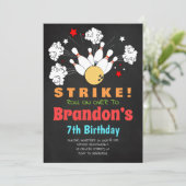 ボーリング誕生日パーティーの招待ブラックボーイ 招待状 (スタンド正面)