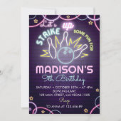 ボーリング誕生日パーティーの招待状の取り消し 招待状 (正面)