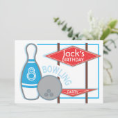 ボーリング誕生日パーティーの招待 招待状 (スタンド正面)