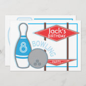 ボーリング誕生日パーティーの招待 招待状 (正面/裏面)
