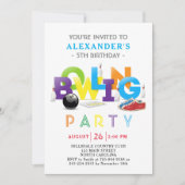 ボーリング誕生日パーティーへの招待 招待状 (正面)