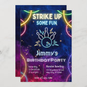 ボーリング誕生日パーティーへの招待 招待状 (正面/裏面)