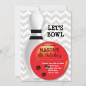ボーリング誕生日パーティーへの招待 招待状 (正面)
