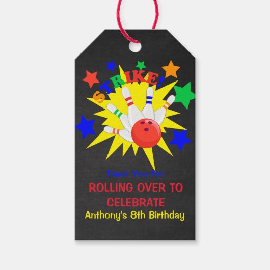 ボーリング誕生日パーティーサンキューギフトラベル ギフトタグ (正面)