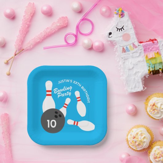 ボーリング誕生日パーティーテーマスクエア紙プレート ペーパープレート (パーティー)