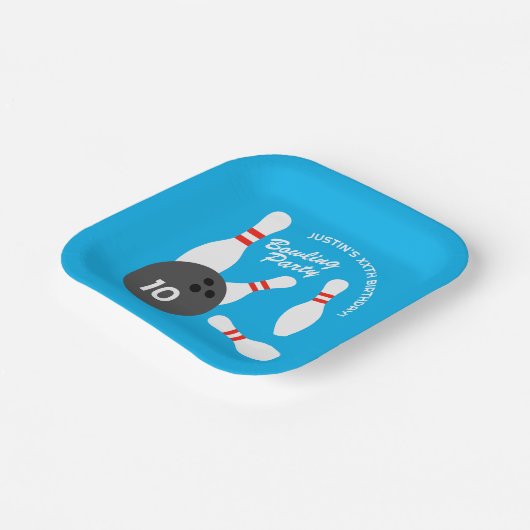 ボーリング誕生日パーティーテーマスクエア紙プレート ペーパープレート (傾斜あり)