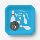 ボーリング誕生日パーティーテーマスクエア紙プレート ペーパープレート (正面)