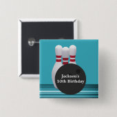 ボーリング誕生日パーティーボタン 缶バッジ (正面&裏面)