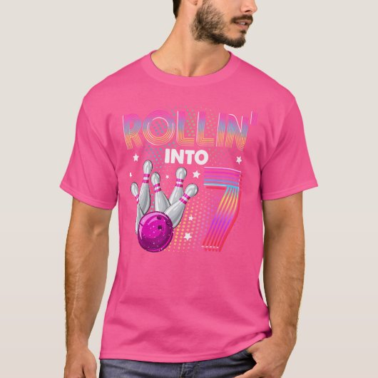 ボーリング誕生日パーティーロールイン7誕生日 Tシャツ (正面)