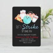 ボーリング誕生日パーティー招待ブラック招待状 招待状 (スタンド正面)