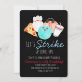 ボーリング誕生日パーティー招待ブラック招待状 招待状 (正面)