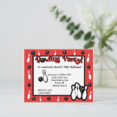 ボーリング誕生日パーティー誕生日ボウルレッド 招待状 (スタンド正面)