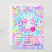 ボーリング誕生日パーティ絞り染めグローボーリングパーティー 招待状 (正面)