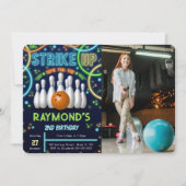 ボーリング誕生日フォト招待状 招待状 (正面)