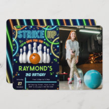 ボーリング誕生日フォト招待状
