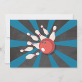 ボーリング誕生日ブルーストライクおもしろいボウル少年の写真 招待状 (裏面)