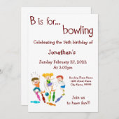 ボーリング誕生日ボーリングパーティー 招待状 (正面/裏面)