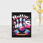 ボーリング誕生日ロールイン5パーティー5誕生日 カード (黄色い花)