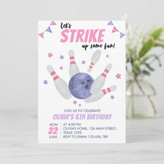 ボーリング誕生日招待状ストライクアップ一部のおもしろい 招待状 (スタンド正面)