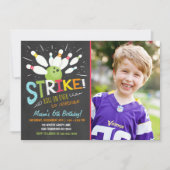 ボーリング誕生日招待状ブルーオレンジボーイ 招待状 (正面)