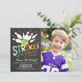 ボーリング誕生日招待状ブルーオレンジボーイ 招待状 (スタンド正面)