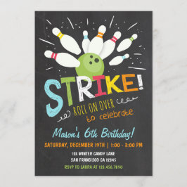 ボーリング誕生日招待状ブルーオレンジボーイ 招待状